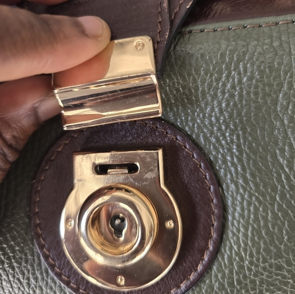 Divina Firenze Leather Crossbody Clutch Bag Satchel GreenBrown Removeable Strap - Picture 5 of 16